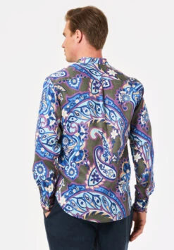 Francesco Fabbri Hemd Stand Up 1/1 Arm Print 10647863 -Kleiderliebe Laden FF SO22WLLS014 14 oliv pailey 1 1ArmPrint 2