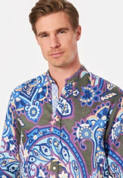 Francesco Fabbri Hemd Stand Up 1/1 Arm Print 10647863 -Kleiderliebe Laden FF SO22WLLS014 14 oliv pailey 1 1ArmPrint 3
