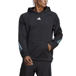 Adidas Train Icons 3-Streifen Training Hoodie 10680761 -Kleiderliebe Laden HS7513 4 APPAREL On Model Front View transparent